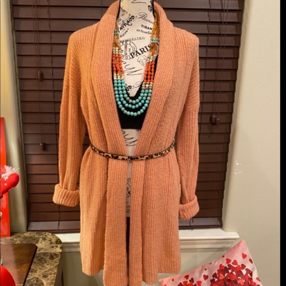Long cardigan in a pink color size XS